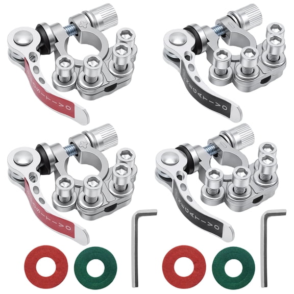 Anxingo Car Battery Terminal Connectors, Quick Release Disconnect Battery Terminal Clamps for SAE/JIS Type A Posts-4Pack