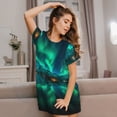thumbnail image 3 of Easygdp Northern Lights Camisón de manga corta para mujer, informal, estampado, 3 of 6