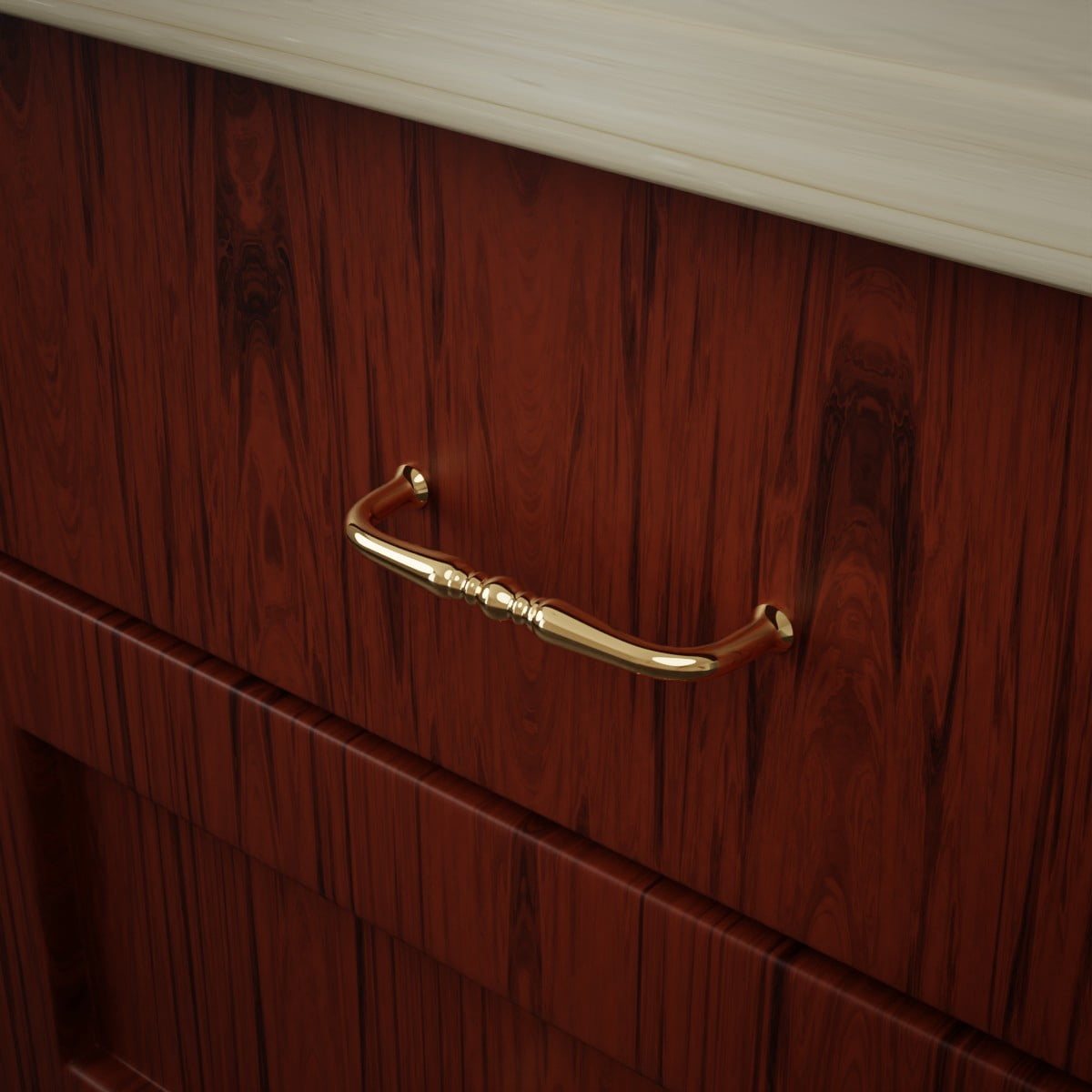 Renovators Supply Bright Solid Brass Spooled Cabinet Pull 3 5/8 in Boring Set of 6