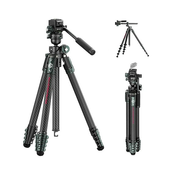 Ulanzi JJ06 GlideGo 5-Section Carbon Fiber Travel Tripod with Ball Head, Black