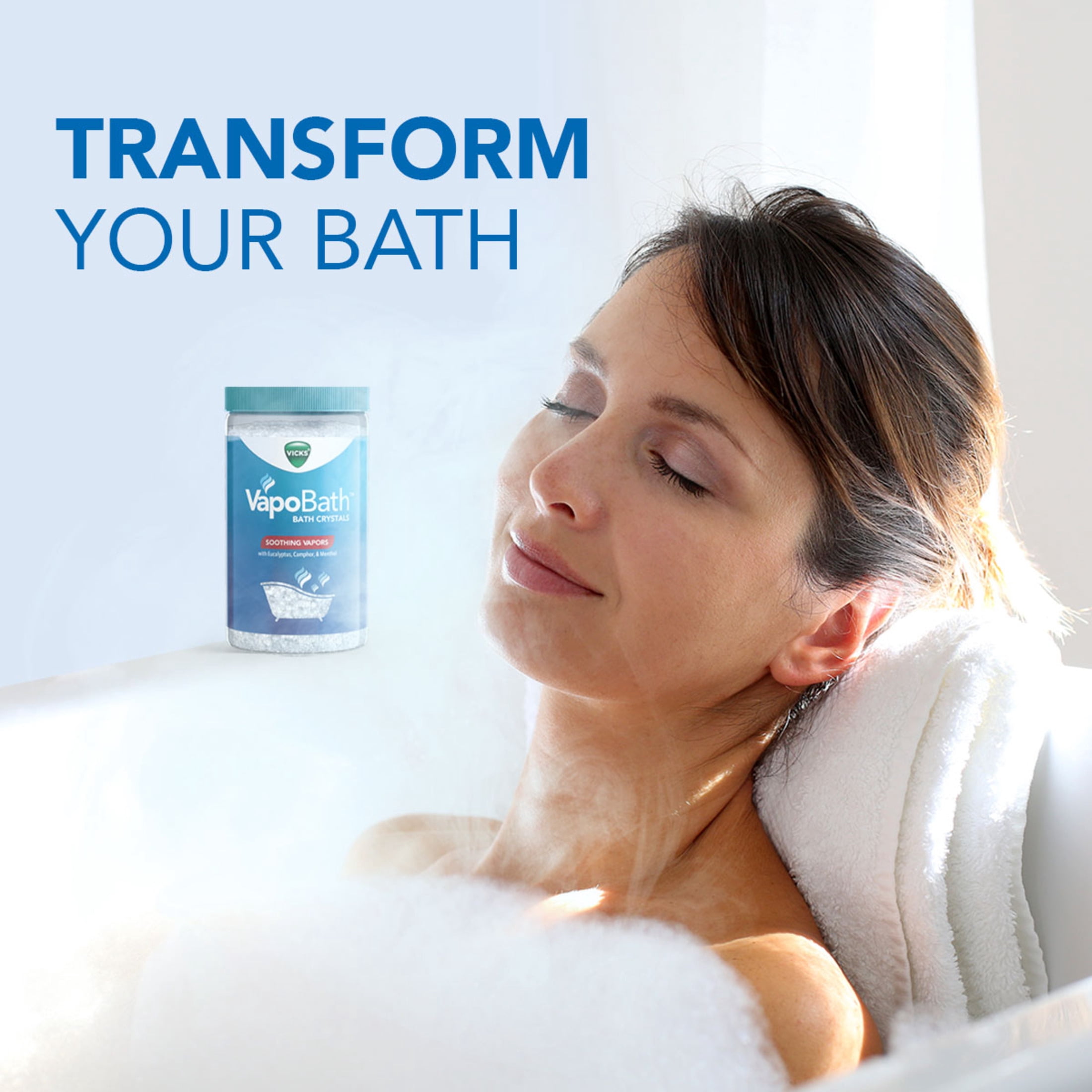 Vicks VapoBath Bath Crystal Powder, Non-Medicated Salts Soothing Vicks Vapors, 15 oz