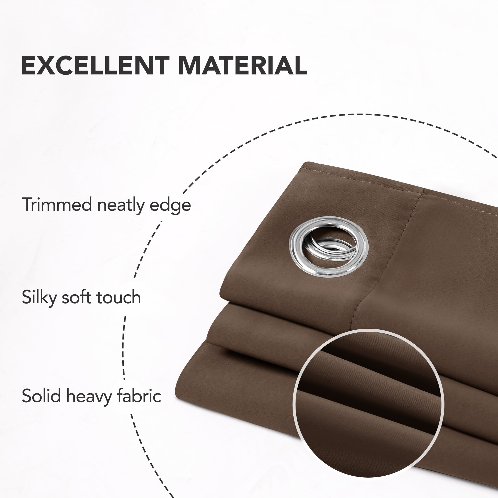 Deconovo Blackout Curtains for Bedroom 42x63 inch, Grommet Thermal Insulated Curtains for Living Room (Brown, 2 Panels)