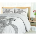 thumbnail image 5 of Turtle Duvet Cover Sets, Turtle Design Tattoo Style Doodles Floral Ornaments, Bedding Set with 2 Duvet Covers & 4 Pillowcases, 2 Pack King Size, White Black, by Ambesonne, 5 of 7