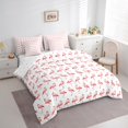 thumbnail image 3 of jejeloiu Cute Flamingo 7 Pieces Bedding Comforter Set,Tropical Animal Full Bedding Set,White Pink Fitted Sheet Flat Sheet For Boys Girls,Luxury Bedroom Decor Reversible, 3 of 8
