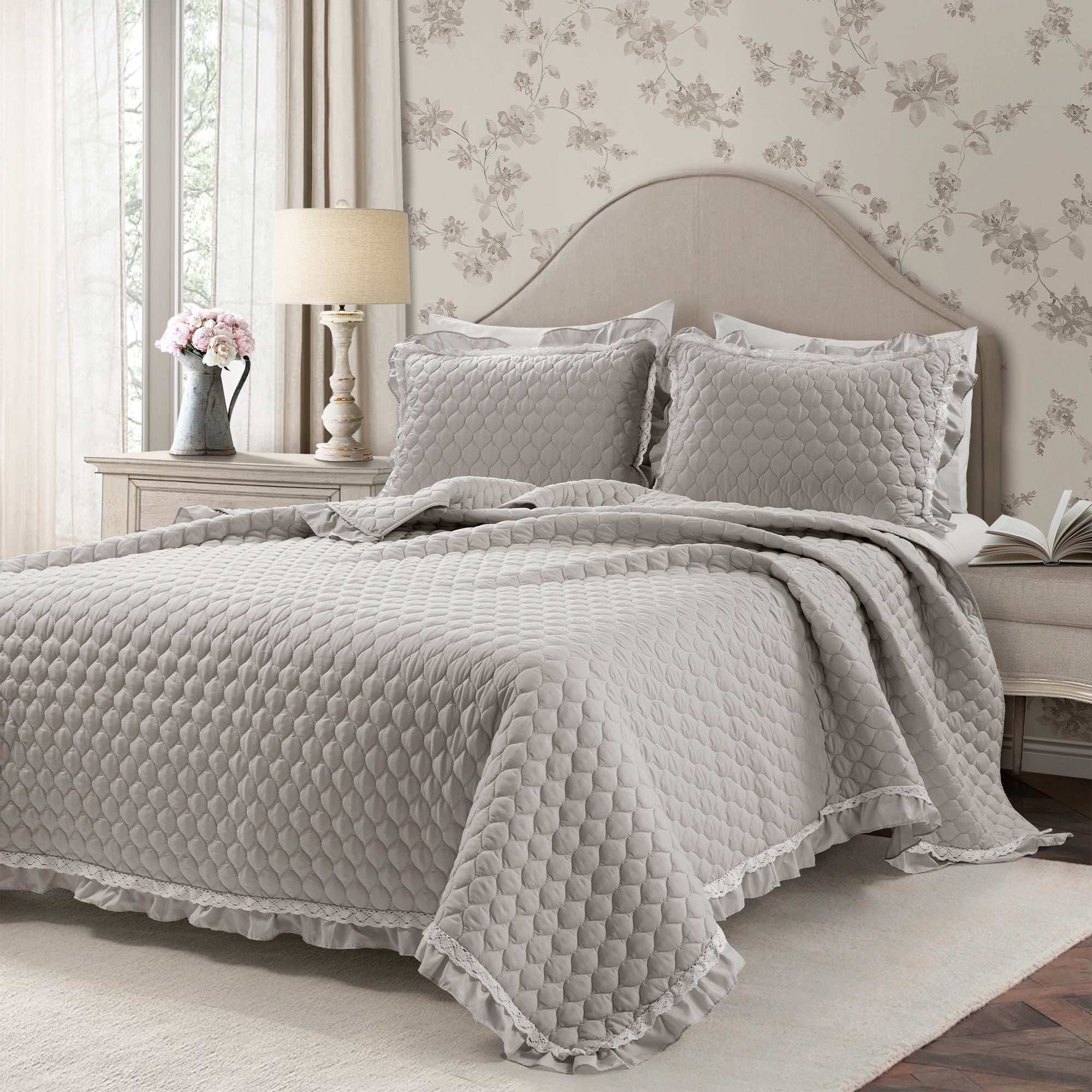 Tache Modern Yellow Gray Grey Summer Diamond Reversible Bedspread Quilt set 
