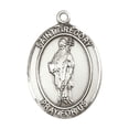 thumbnail image 2 of Mens Oval Sterling Silver Saint Gregory the Great Medal Pendant on 24" Rhodium Plated Heavy Curb Brass Chain w/ Lobster Claw Clasp, Catholic Religious Necklace -Made in USA-Velvet Gift Box, 2 of 6