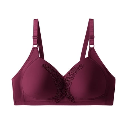 SMihono Full Coverage Bras for Women No Underwire Lace Comfort Soft Padded Push Up Sports Bra Unlined Wireless Everyday Seamless Bralette Purple XXXXL US(16)