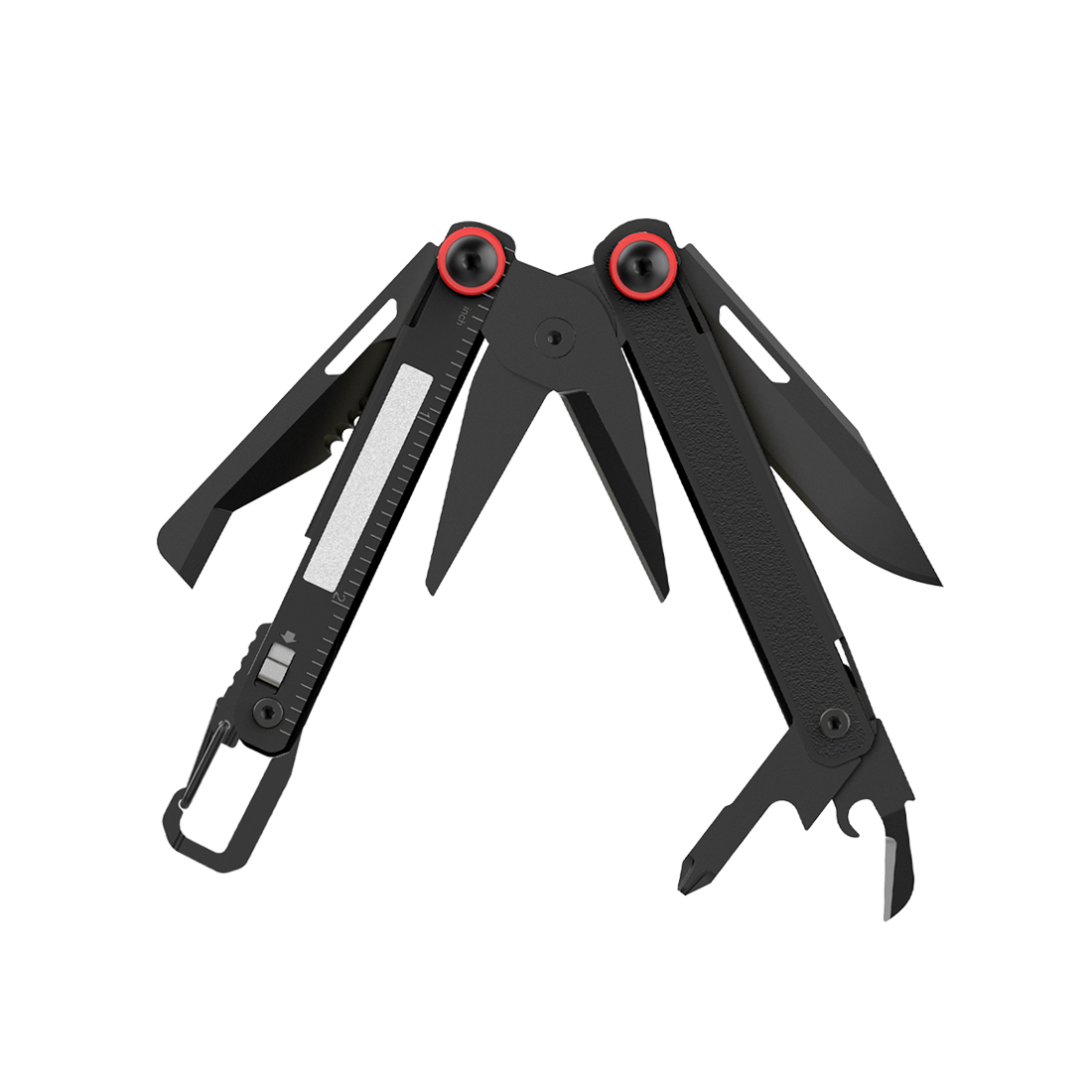 Swiss Tech Uberall CT AUS-8 Steel 10-in-1 Multi Tool with Shears, Carabiner & Leather Sheath, Black