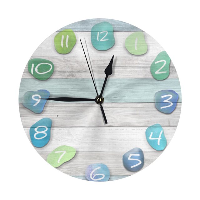 Reloj de pared con diseño de océano, madera flotante y vidrio marino, de 10 pulgadas, silencioso, estilo rústico retro, decorativo para sala de estar, cocina, hogar, baño y dormitorio
