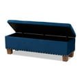 thumbnail image 2 of Contemporary Navy Blue Velvet Fabric Upholstered Button-Tufted Storage Ottoman Bench, 2 of 5