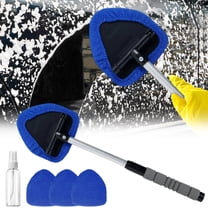 Upgraded Windshield Cleaning Tool, 23-inch Extendable Handle Car Window Cleaner with 4 Reusable and Washable Microfiber Pads, Auto Glass Wiper Ki, Ideal for Dirty Car Windows