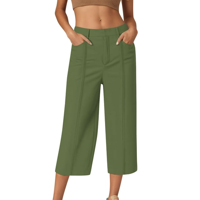 Hauts à Enfiler pour Femmes Vêtements Printemps Automne 2025 Chemises à Manches Longues Tendance Col Rond Ample Festival Hauts Mode Pantalons Capri Décontractés Unis avec Poche Grande Taille pour Femmes Été