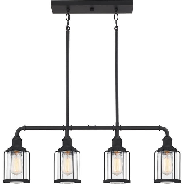 Quoizel LUD434EK Ludlow 4 Light 34 inch Earth Black Linear Chandelier Ceiling Light