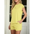 thumbnail image 5 of JWD Outfit Sets for Women 2 Piece Sets Casual Short Sleeve Pullover Tops and Elastic Waist Knitted Shorts Yellow L, 5 of 9