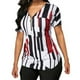 thumbnail image 2 of Sonducket Camiseta de mujer con cuello en V y rayas en la parte de manga corta con cremallera blusa delgada Prendas para la parte del cuerpo Rojo 3XL, 2 of 4