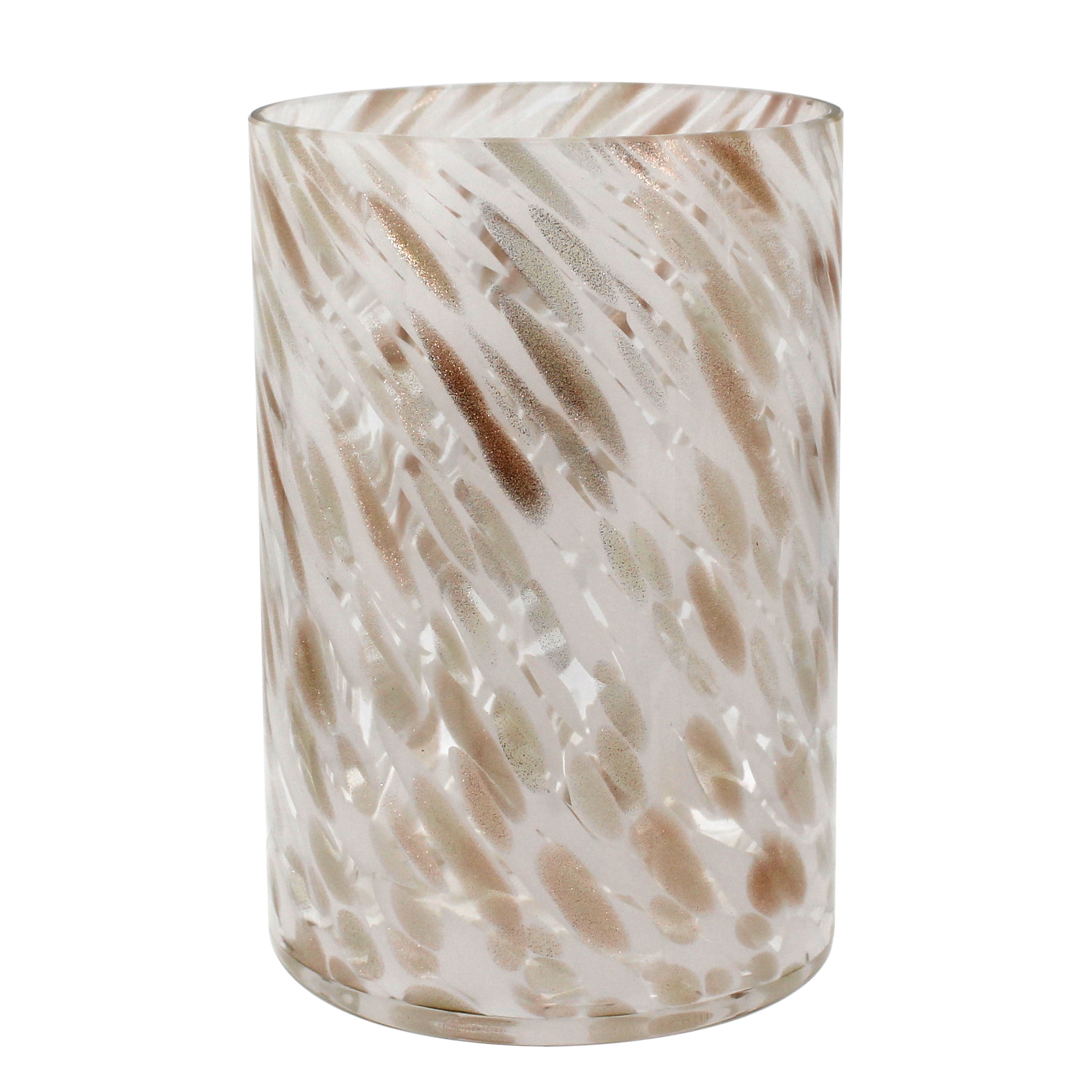 Better Homes & Gardens 4 Inch White and Gold Hurricane Candle Holder Glass