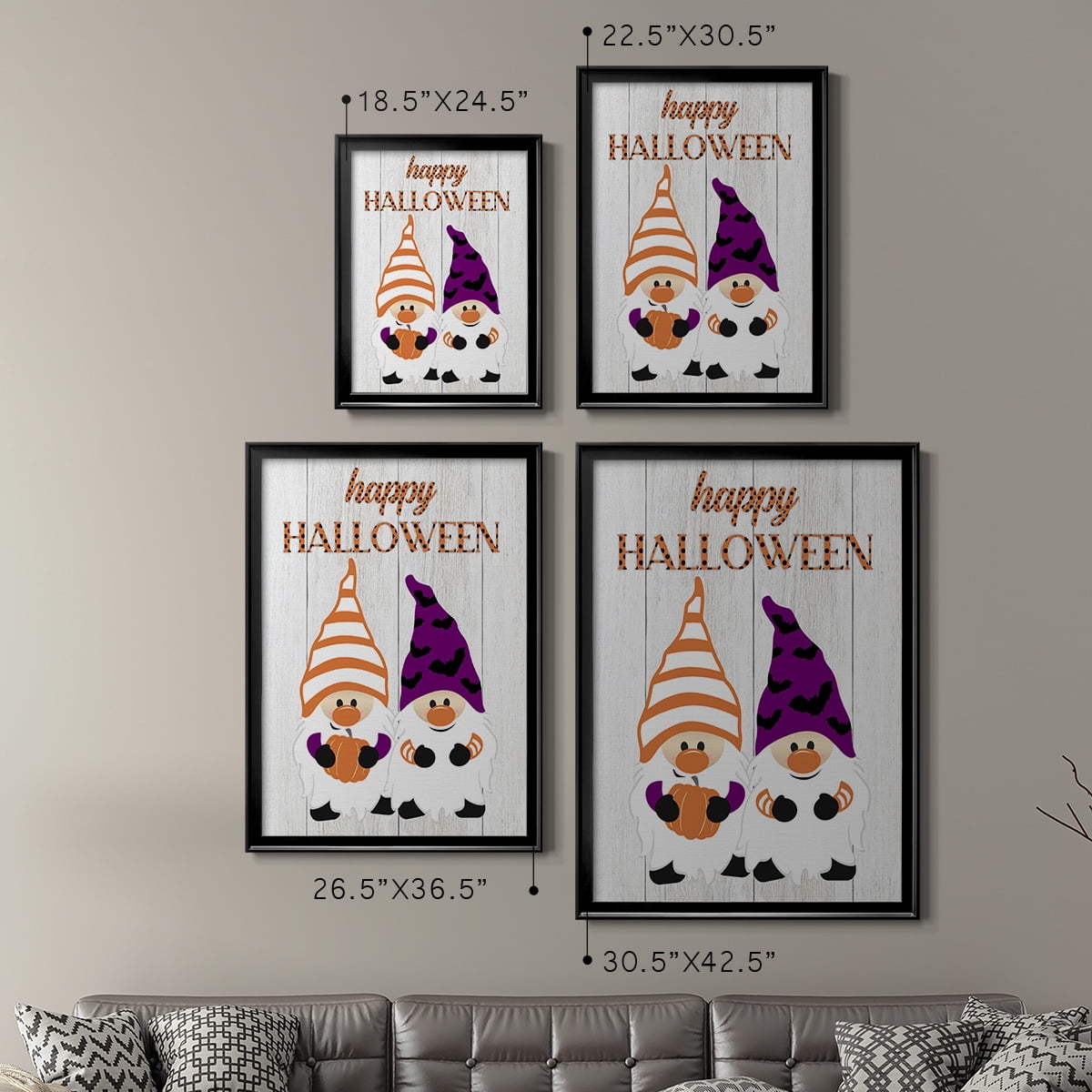 Halloween Gnomes Premium Framed Print - Ready to Hang