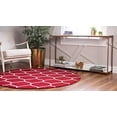 thumbnail image 2 of Unique Loom 3146730 5 x 5 ft. Rounded Trellis Frieze Round Rug, Red, 2 of 5