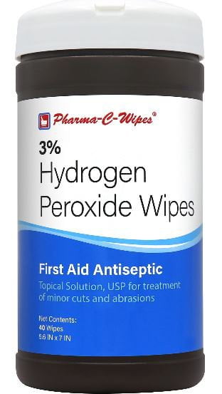 Pharma-C-Wipes 3% Hydrogen Peroxide Antiseptic Wipes (1 Canister of 40 Wipes)