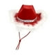 thumbnail image 3 of Sombrero de vaquera rojo para mujer, con lentejuelas, elegante, con borde de plumas parpadeantes, sombrero decorativo para Pluma ordinaria, 3 of 7