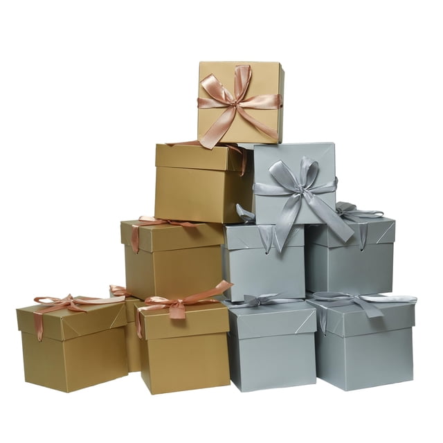 Cajas de regalo GP SUP 12 unidades doradas y plateadas de 10 x 10 x 10 cm