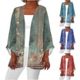 thumbnail image 6 of YanHoo 3/4 Sleeve Cardigans for Women 2026 Lightweight Summer Open Front Cover Up Tops Vintage Graphic 3/4 Sleeve Shirts for Beach Vacation Kimono Cardigan Sales, 6 of 6