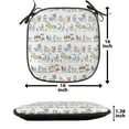 thumbnail image 5 of Retro Chair Seating Cushion Set of 6, Cartoon Village of Domestic Animals Goat Goose Sheep Funny Patterns, Seat Pads for Office with Anti-slip Backing, 16"x16", Yellow Beige, by Ambesonne, 5 of 7