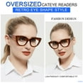 thumbnail image 2 of MARE AZZURO Retro Cat Eye Reading Glasses Women Large Frame Readers 1.0 1.25 1.5 1.75 2.0 2.25 2.5 2.75 3.0 3.5 4.0 5.0 6.0 (Tortoise, 6.00) Polycarbonate Lens, 2 of 6