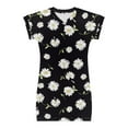 thumbnail image 4 of Xoenoiee Girl's Trendy Daisy Flower Print Casual Tee Dress Short Sleeve V-neck Kids T Shirt Dress, Black, Size 5-6 Years, 4 of 6