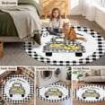 thumbnail image 6 of Summer Lemon 6ft Round Rugs, Watercolor Truck Black Plaid Checkered Washable Non-Slip Area Rugs for Living Room Bedroom Kitchen, Soft Low Pile Dining Room Kicthen Circle Carpet, Indoor Floor Rug, 6 of 9