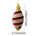 thumbnail image 2 of Striped Christmas Ball Ornament, 4.5x2.2x2.2in Foam Hanging Decor, Elegant Red Gold Glossy Finish, for Christmas Tree Holiday Display, 2 of 5