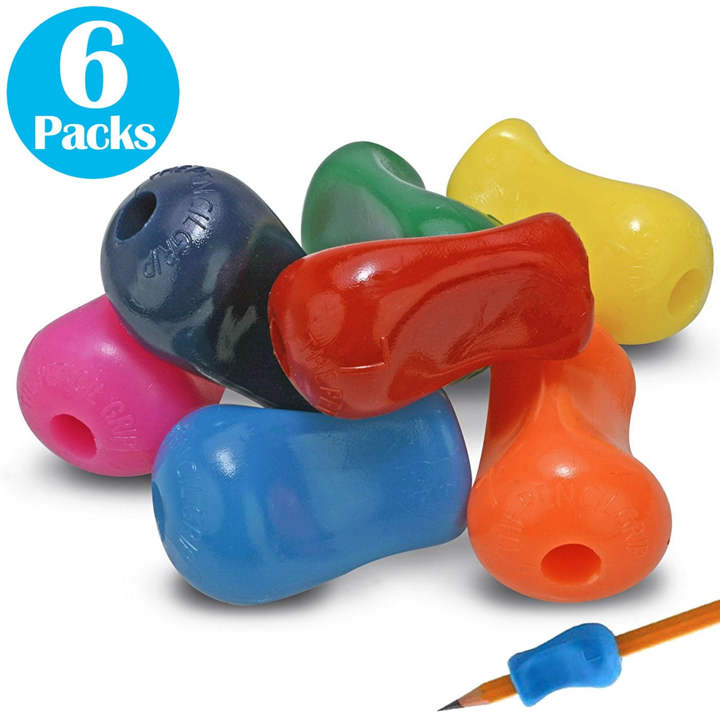 6 x Pearlized Sticky Pencil Grips Writing Aids Teacher Resource for Students 
