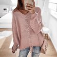 thumbnail image 2 of Vedolay Womens Tops Women's Fall Sweater 2023 Long Sleeve Soft Ribbed Knit Pullover Tops,Pink XL, 2 of 4