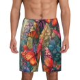 thumbnail image 1 of Balery Butterflies On Rocky Cliff Pantalones cortos de pijama de punto de algodón para hombre con cinturilla y bolsillos-3X-Large, 1 of 6