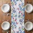 thumbnail image 6 of Blue Spring Floral Table Runner - 60 Inch Long, Kitchen Dining Table Runner Dresser Scarves, Pink Flowers Butterfly Wooden Watercolor Farmhouse Decor for Coffee Tables Wedding Party Banquet, 6 of 8