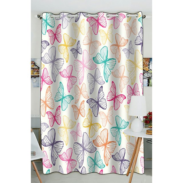 Cortinas opacas ABPHQTO con ojales diseño de mariposas 130x210 cm