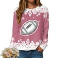 thumbnail image 2 of GEWSEY Womens Football Sweatshirt Sparkly Sequin Rugby Sweatshirts Game Day Pullover Tops Fall Weekend Events Family Outfits (Hot Pink, XL), 2 of 6