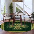 thumbnail image 4 of Round Area Rug 5 Ft, Saint Patrick's Day Washable Non-Slip Circle Carpet for Living Room/Bedroom, Boho Green Golden Leaves Ethnic Motifs Low-Profile Runner Mats Collection Rugs for Indoor, 4 of 7