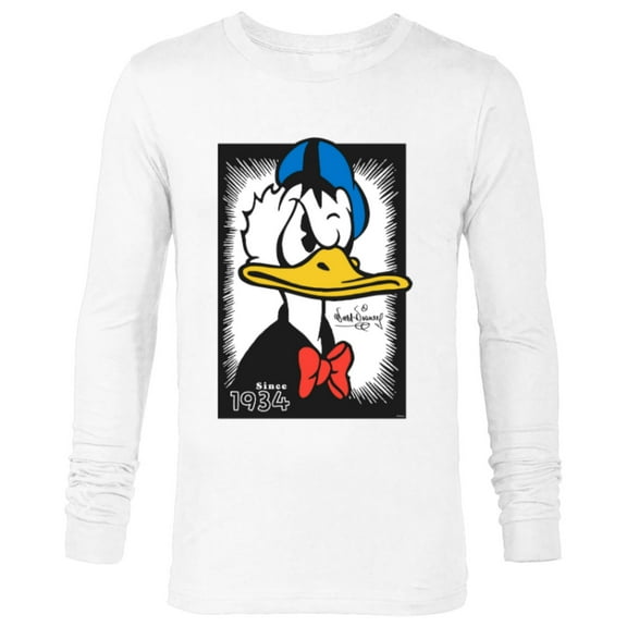 Disney Donald Duck 90th Anniversary Since 1934 Vintage Art- Long Sleeve T-Shirt for Men - Customized-White