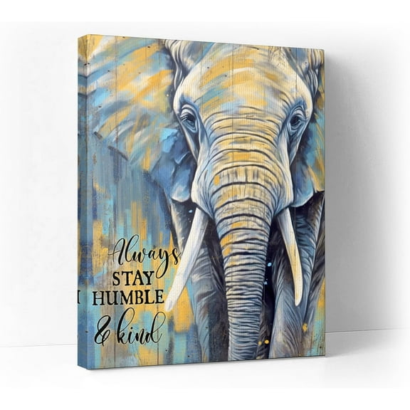 Aaheei Elephant Canvas Wall Art Always Stay Humble and Kind Wall Decor Motivational Bible Verse Picture Poster Wall Decor Abstract Prints Artwork For Bathroom Toilet Office Bedroom