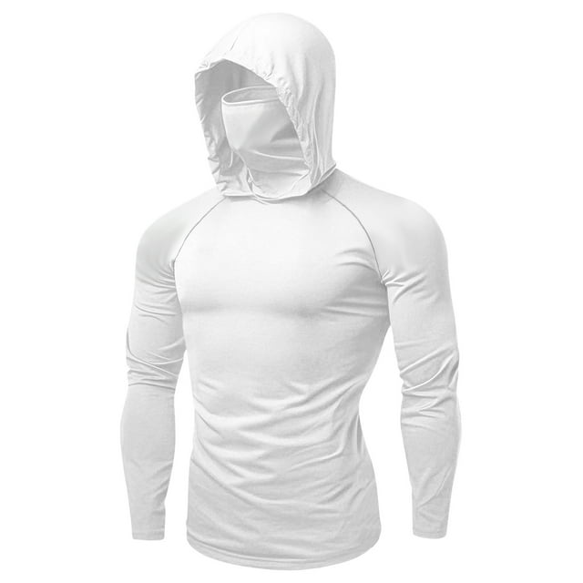 Unisex Long Sleeve Sun Protection Hooded Top with Face Mask - UPF Ice Silk Fabric for Outdoor Activities