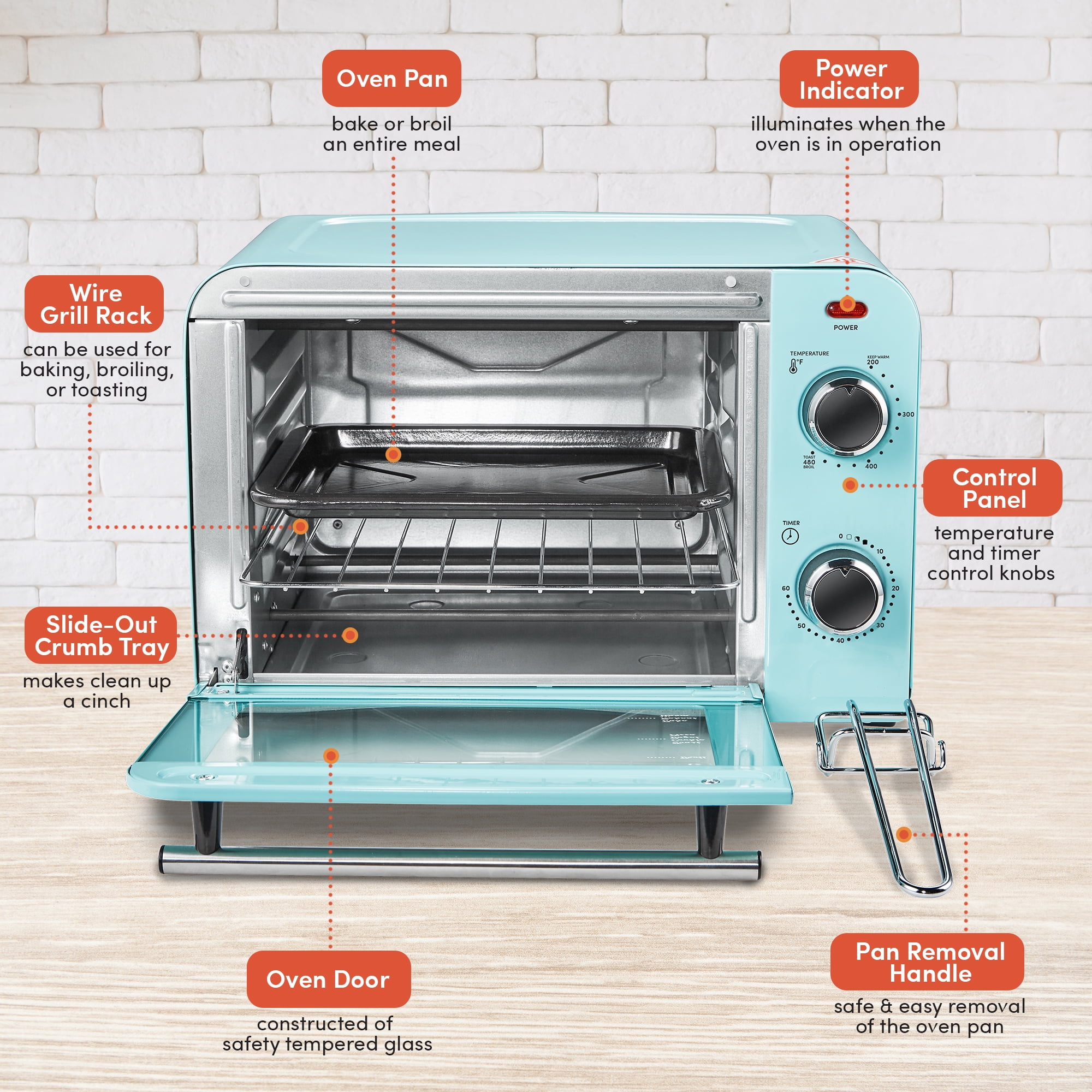 8 Slice Vintage Diner Retro Countertop Toaster Oven – Shop Elite