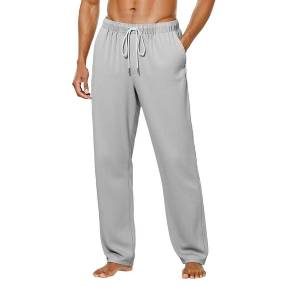 FEIFLY Men's Casual Pants Comfortable Solid Color Button Fly Sleep Pants For Home Outdoor Walking Slim Fit Long Trousers Slacks Fall Winter Classic Streetwear