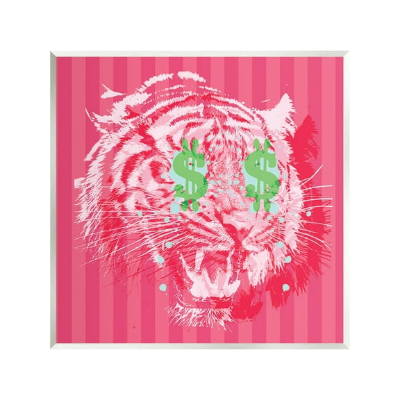 Stupell Industries Tiger with Dollar Symbol Animals & Insects Painting Unframed Art Print Wall Art, 12 x 12