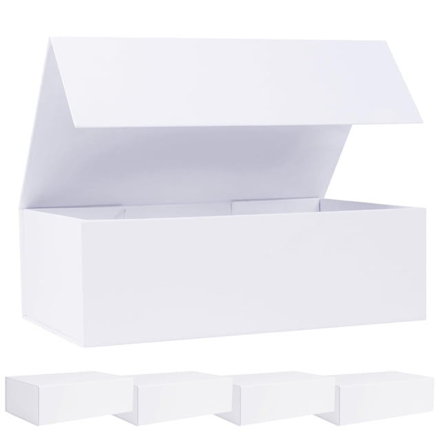 Caja de regalo LFBOX blanca con tapas magnéticas de 35 x 21 x 11 cm, paquete de 5