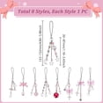 thumbnail image 2 of 8 colgantes para teléfono con forma de estrella de metal plateado, correa para móvil, corazón acrílico rosa, decorativos, colgantes para llavero., 2 of 5