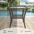 thumbnail image 3 of Gymojoy Outdoor Wicker Patio Side Table with Storage, Tempered Glass Top End Table for Balcony Porch Deck,Brown, 3 of 5