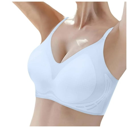 Riforla Women s Cool Jelly Seamless Ice Silk Thin Soft Support Breathable Comfortable Back Push up Bra Women Bras Blue XL