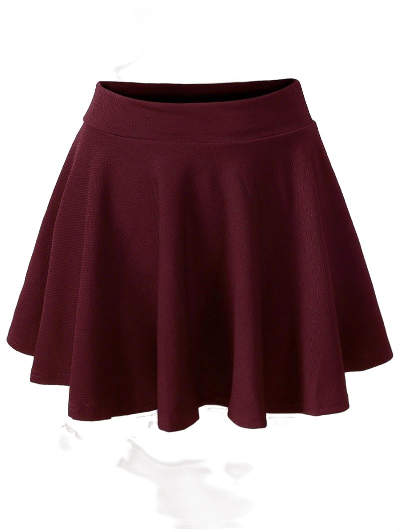 Women Mini Skirts Versatile Elastic Waist Solid A line Basic Stretchy Flared Girl Skater Skirt