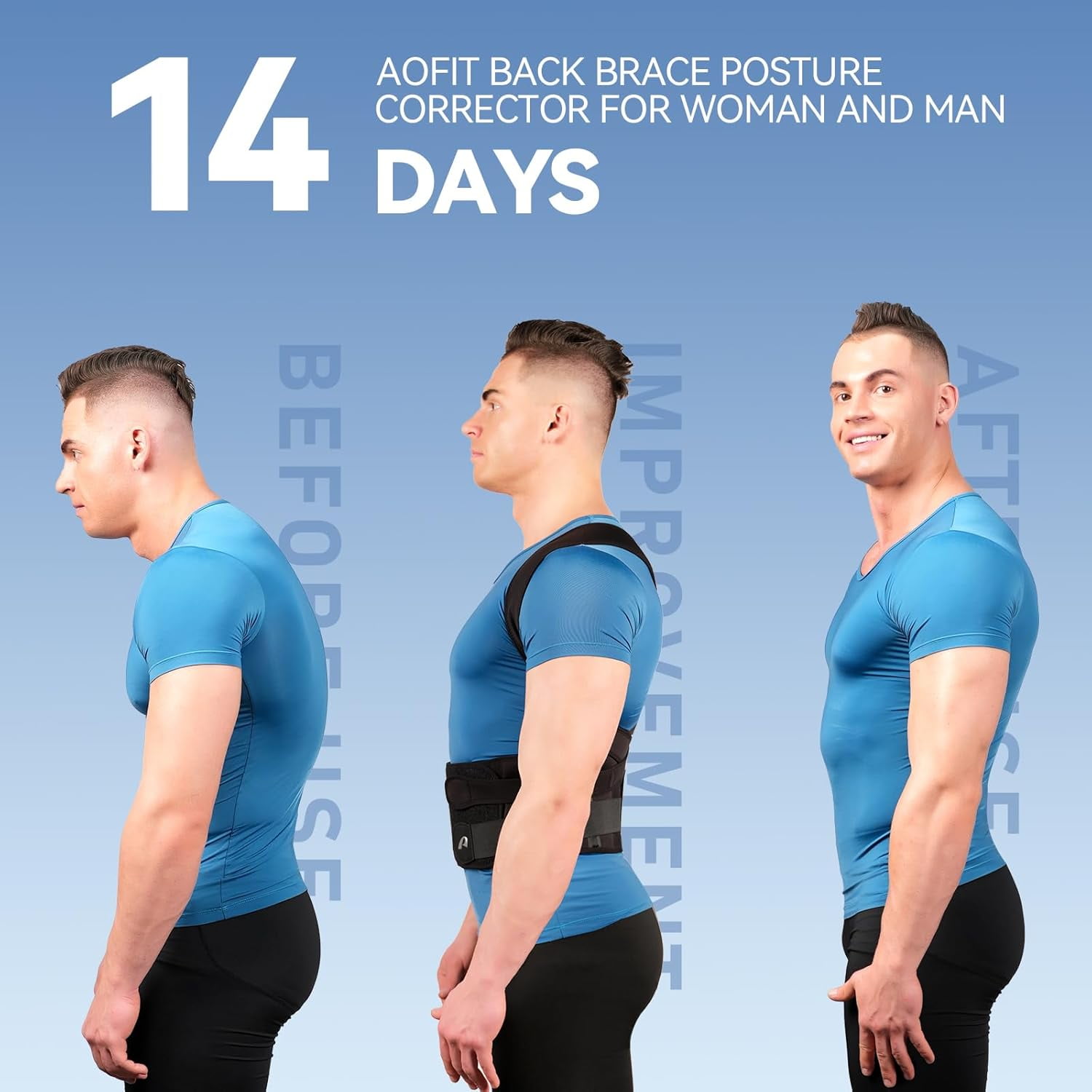 GKTG Back Brace Posture Corrector for Women and Men, Full Upper and Lower Back Support
